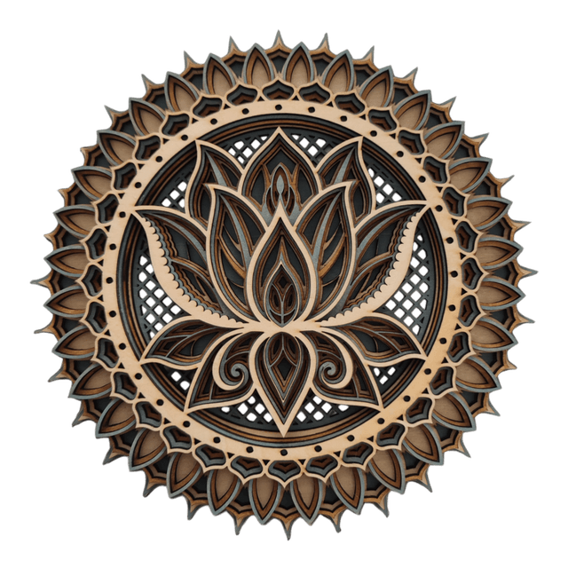 Mandala en bois petit lotus rond