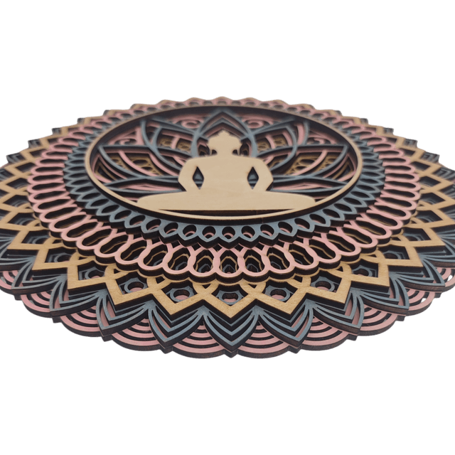 Mandala en bois bouddha