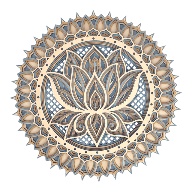 Mandala en bois grand lotus rond