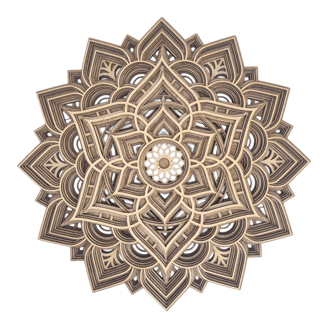 Mandala en bois grande fleur