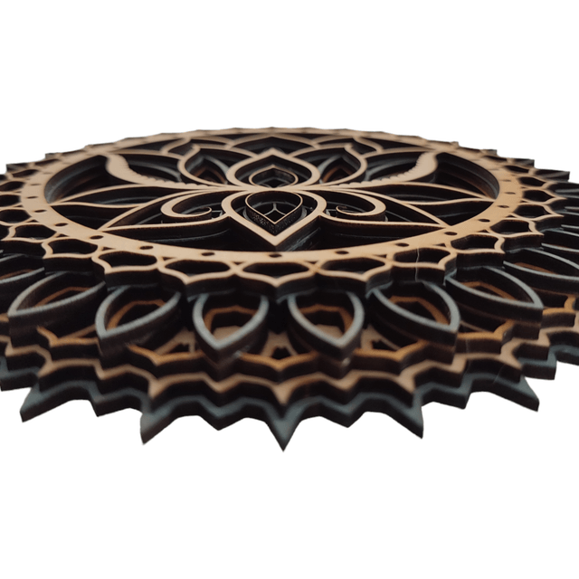 Mandala en bois petit lotus rond