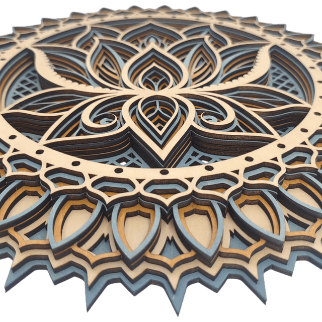 Mandala en bois grand lotus rond