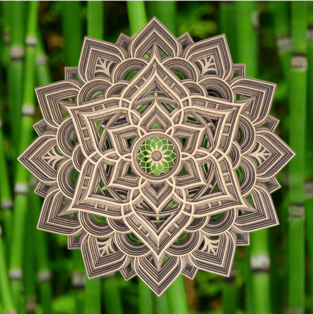 Mandala en bois grande fleur