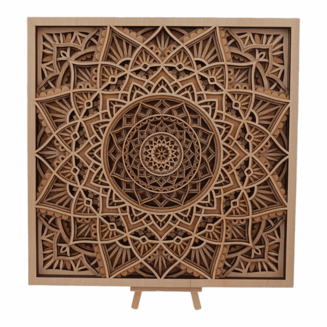 Mandala en bois carré